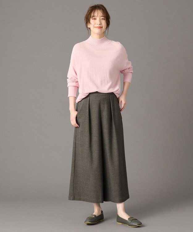 ANY 【洗濯機可/ウエストゴム】ライトツイードワイドパンツ モカ