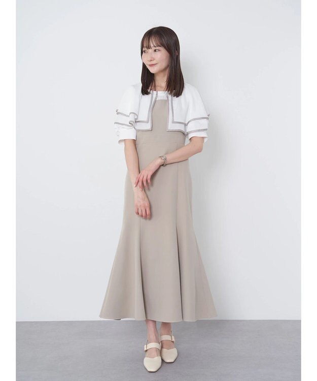 earth music&ecology パイピング衿付きドッキングワンピース Black