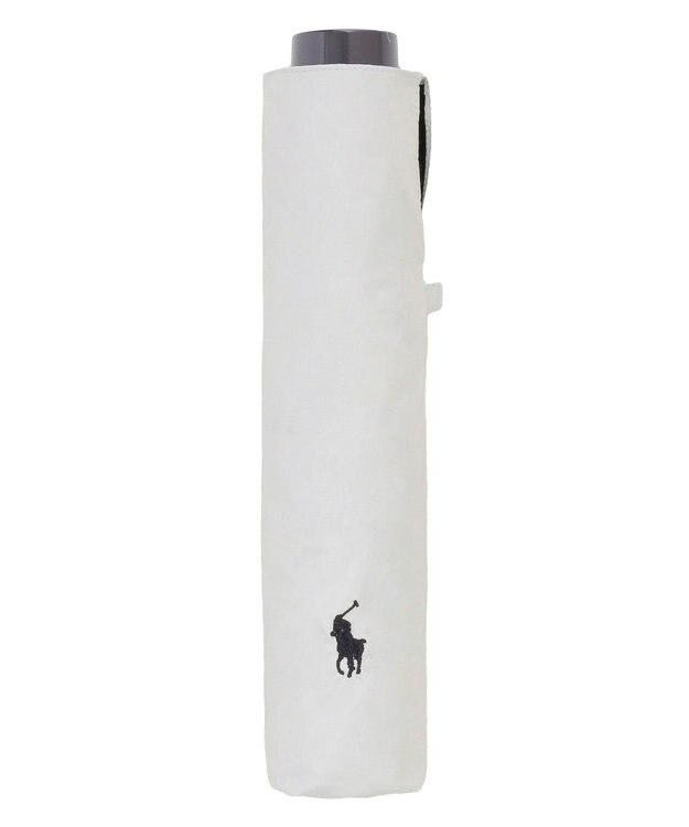 MOONBAT 【軽量/大きめ】POLO RALPH LAUREN 遮光 晴雨兼用 折りたたみ日傘 ワンポイント ポロポニー 60cm オフホワイト