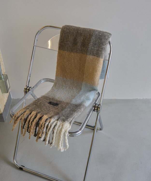 AMERICAN HOLIC シャギーチェックＢＩＧマフラー Gray