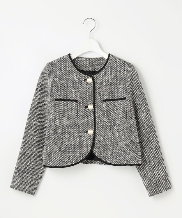 Feroux 【セットアップ対応】ツイード ジャケット ブラック系2