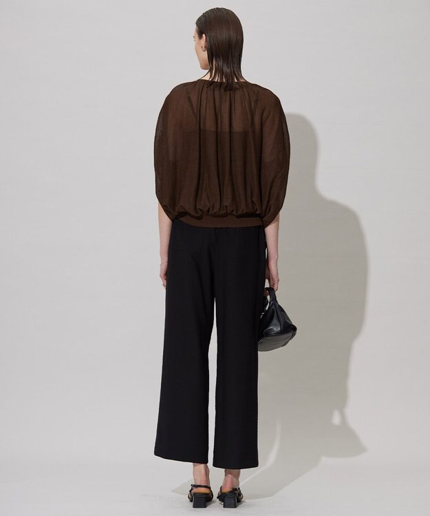 ICB L 【洗える】アセテートペーパーハイゲージ プルオーバーニット チョコレートブラウン系