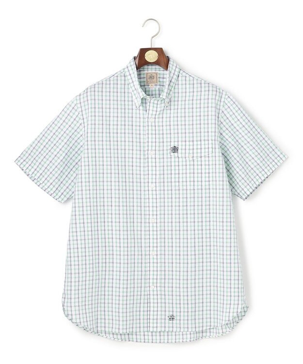 J.PRESS MEN 【KING SIZE 】【吸水速乾 / 接触冷感 / 高通気性】Aero Weave クールマックスサッカー チェック シャツ / B.D. グリーン系3