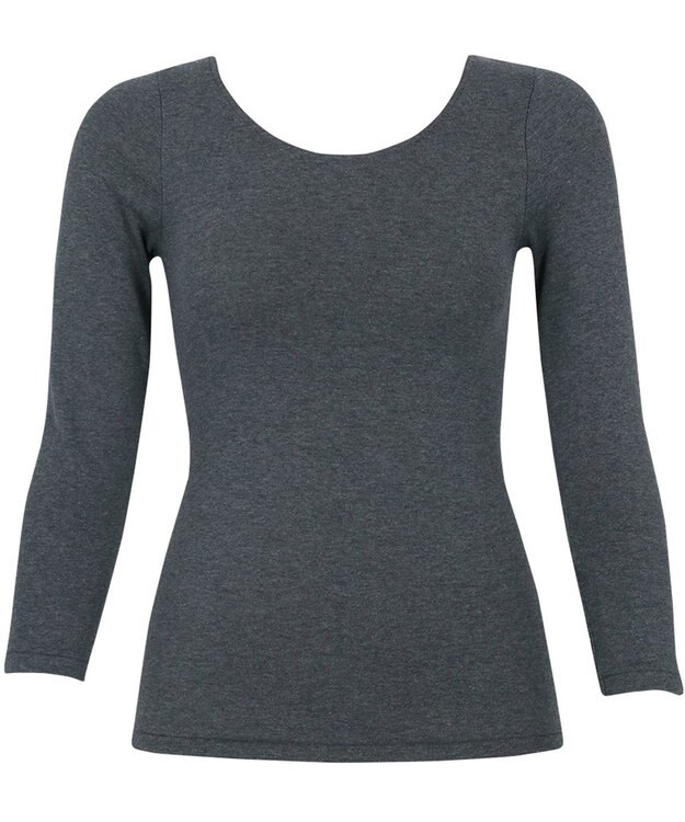 Wing あったかインナー 綿混 裏起毛 厚手 よく伸びる素材 【ラクのびサーモ】 8分袖 長袖 秋 冬 EL6814 ウイング／ワコール ダークブラウン