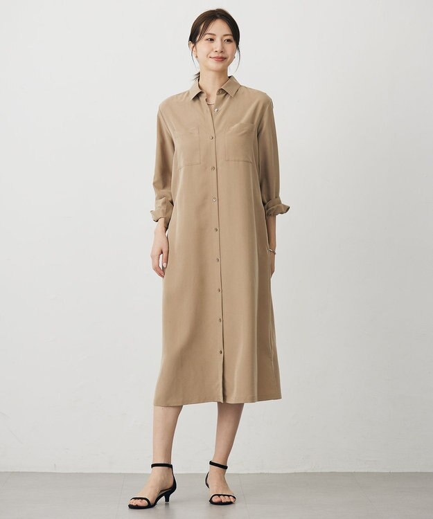 J.PRESS LADIES S ピーチポプリン ワンピース キャメル系