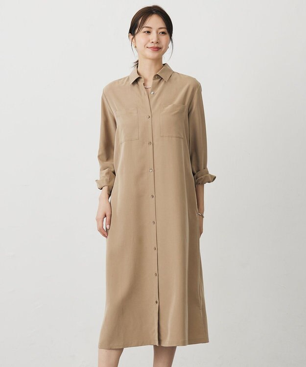 J.PRESS LADIES S ピーチポプリン ワンピース キャメル系