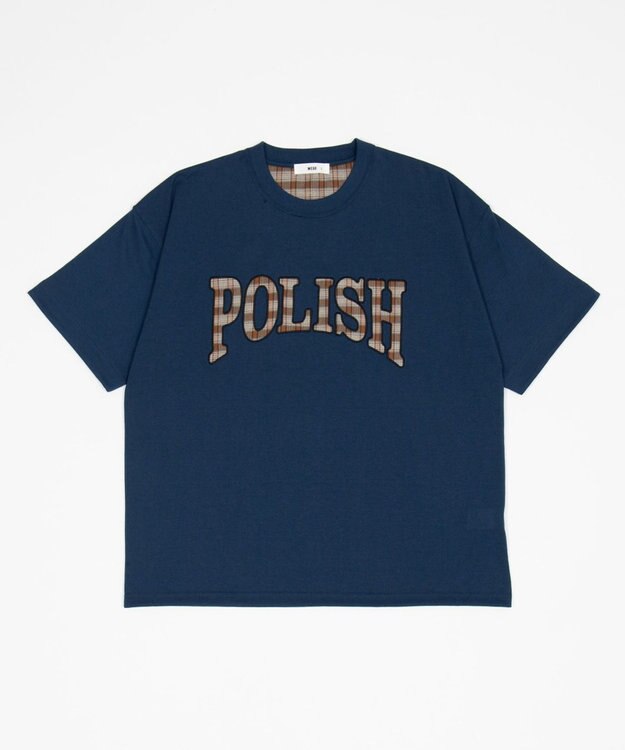 WEGO 【ユニセックス着用ITEM】チェックディテールロゴT（SS） ネイビー
