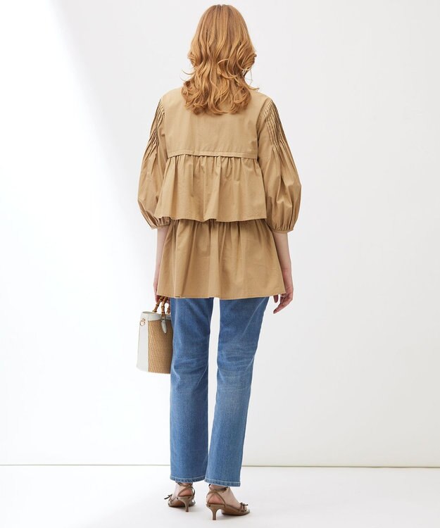 23区 【Indian Factory】コットンポプリン タックディテール チュニックブラウス サンドベージュ