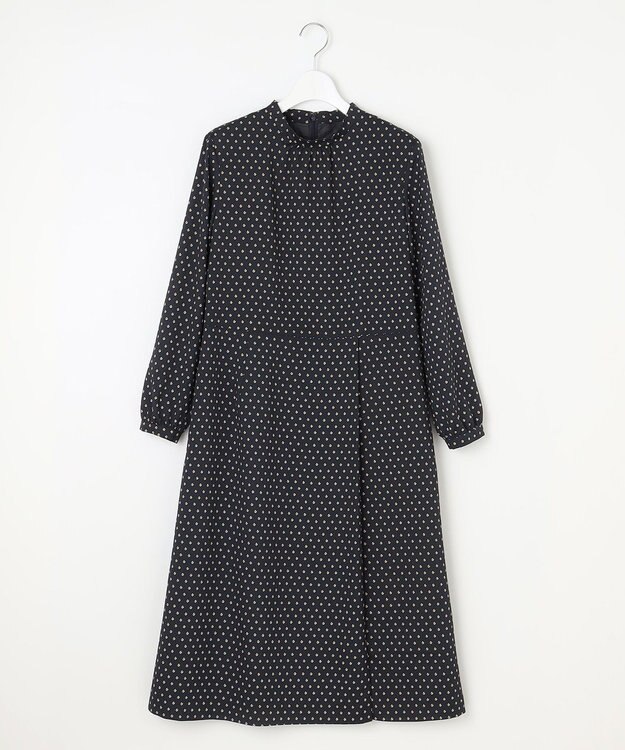 J.PRESS LADIES L 【洗える】ジオメトリックプリント ワンピース ネイビープリント系