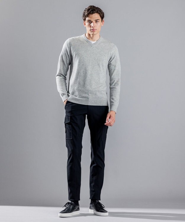 JOSEPH HOMME ピュアカシミヤ　Vネックニット ライトグレー系