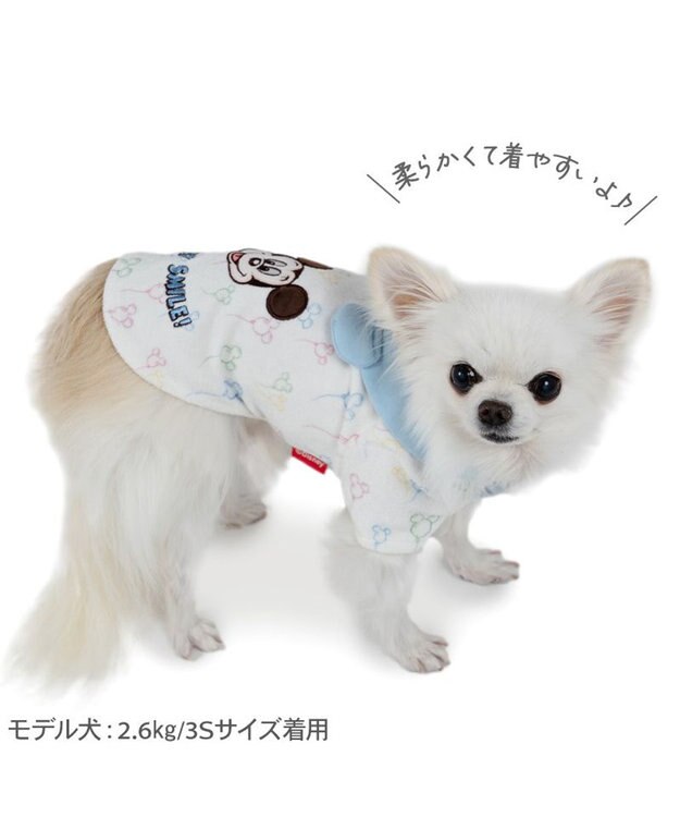 PET PARADISE ディズニー ミッキーマウス サーモキープ Tシャツ 《風船柄》 小型犬 ホワイト×ブルー