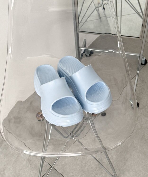 WEGO 厚底デザインラバーサンダル サックス