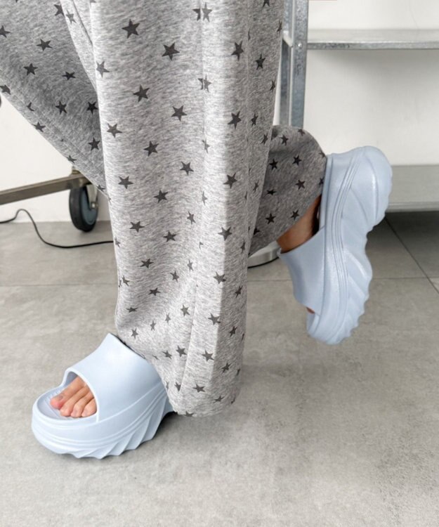 WEGO 厚底デザインラバーサンダル サックス