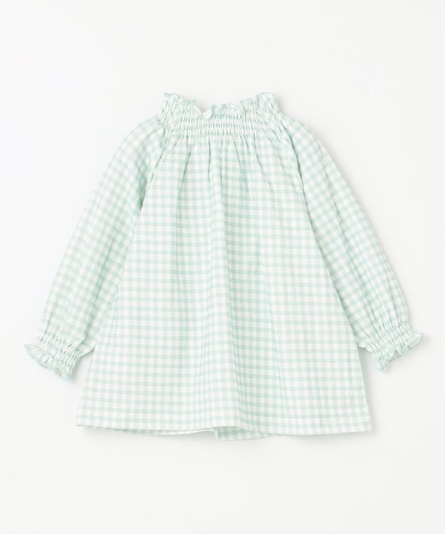 組曲 KIDS 【80-100㎝】シャーリングチェック トップス ミント系5