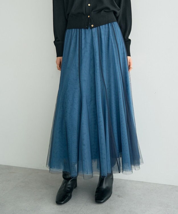YECCA VECCA レイヤードチュールマーメイドスカート Blue
