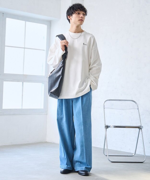 WEGO 【ウエストゴム】スーパーバギーデニムスラックス デニム淡色