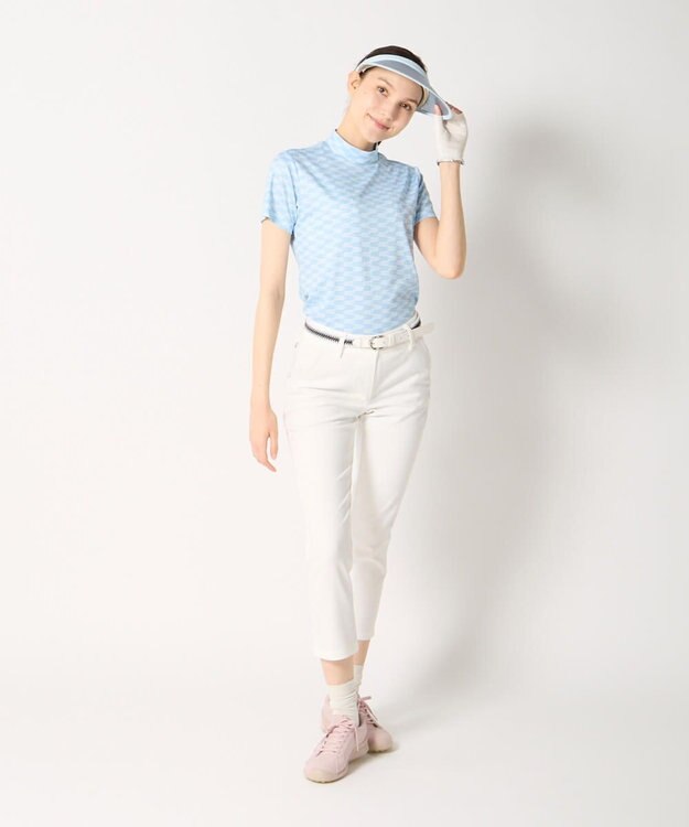 FILA GOLF／marie claire 【Marie claire sports】ロゴ柄モックネックシャツ ライトブルー