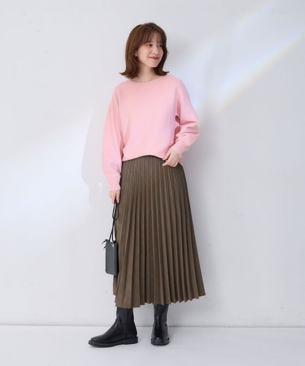 ANY 【10色展開/ウエストゴム】ウーリッシュフラノ プリーツスカート ベージュグレンチェック