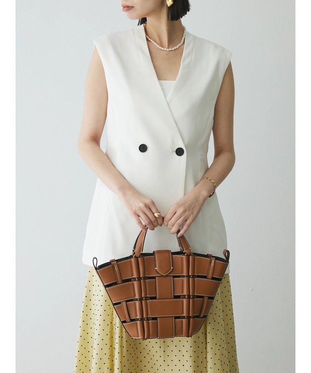 Green Parks AnriettMusee ネック切替デザインベスト Off White