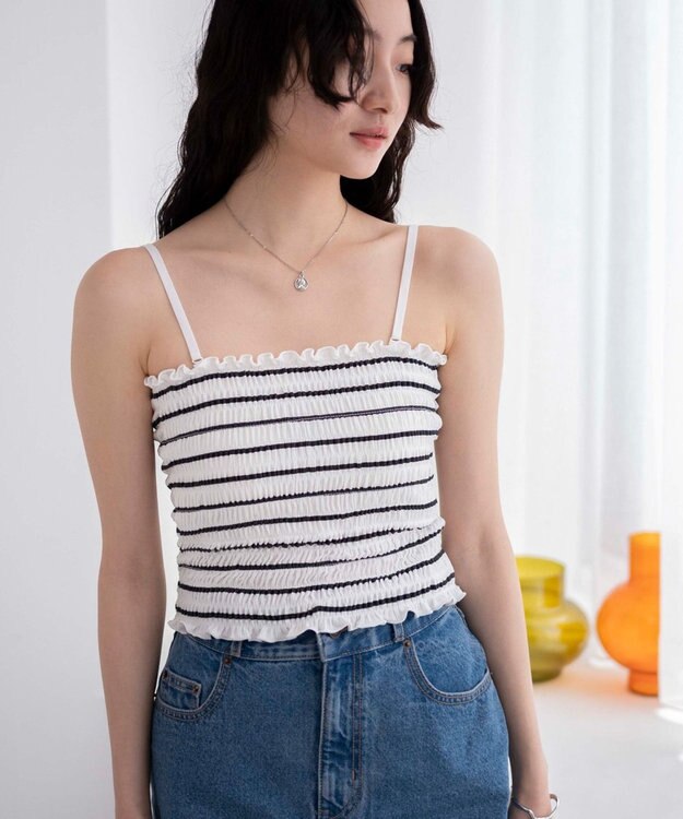 WEGO ２WAYシャーリングキャミ 柄1