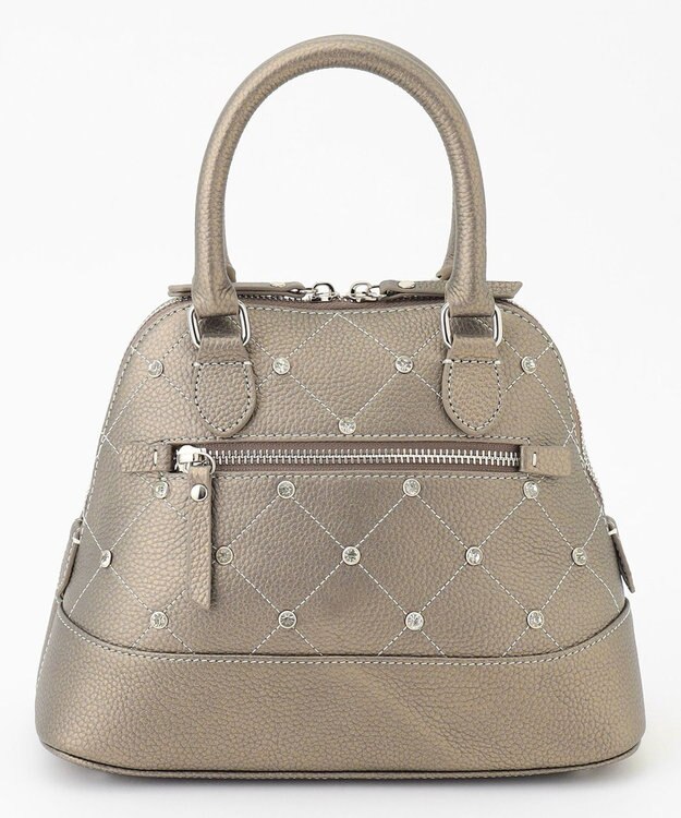 LA BAGAGERIE ラインストーンリベット　カウレザー2wayハンドバッグ ガンメタリック