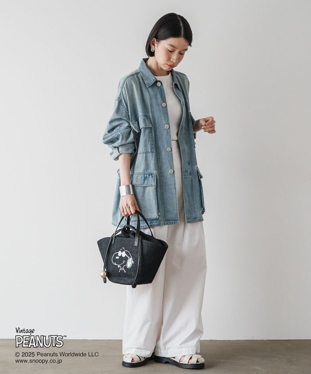 russet 【2025SS】《PEANUTS×russetコラボ第二弾》カゴトートバッグ小(CE-1515) Black