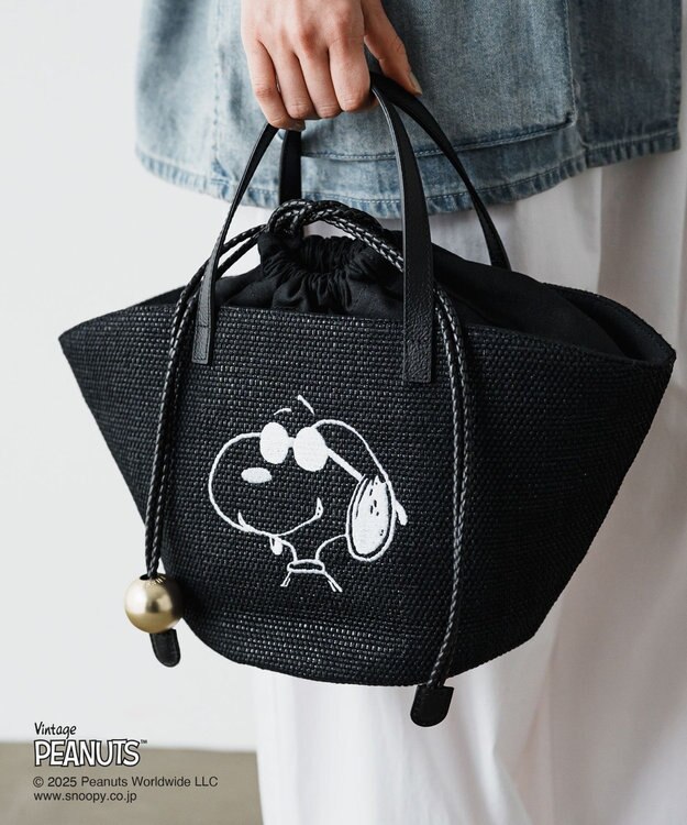 russet 【2025SS】《PEANUTS×russetコラボ第二弾》カゴトートバッグ小(CE-1515) Black
