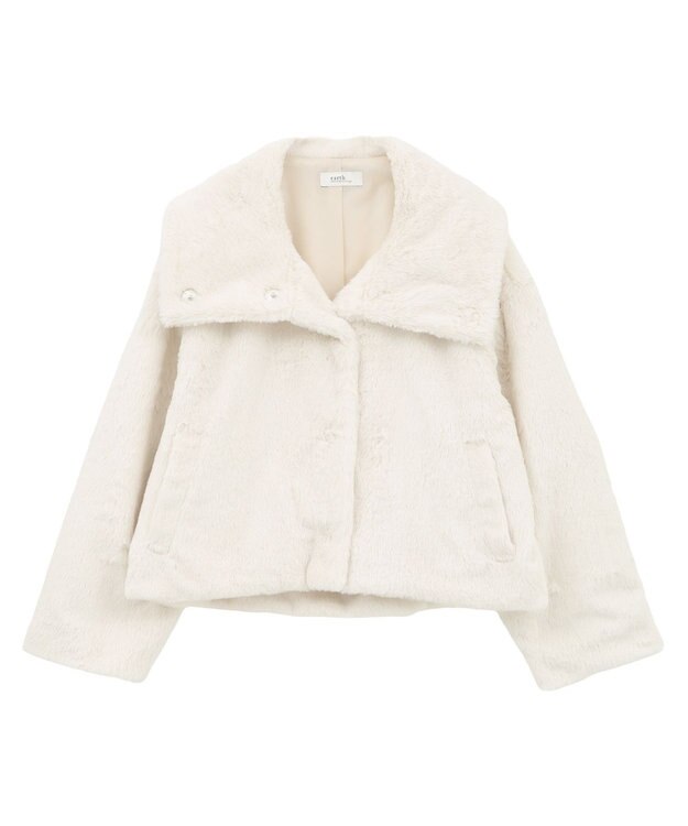 earth music&ecology ファーショートブルゾン Cream