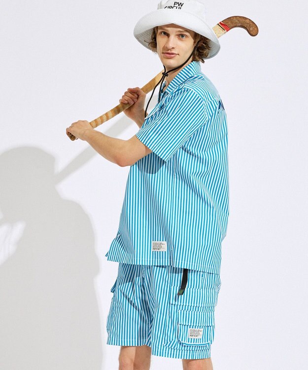 PW CIRCULUS 【高通気 / 軽撥水 / 軽量のDotAir 使用】【MEN】ストライプ柄ショーツ サックスブルー系2