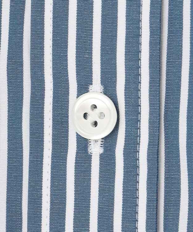 23区 S 【洗える】CANCLINI バンドカラー シャツ ブルー×ホワイトストライプ