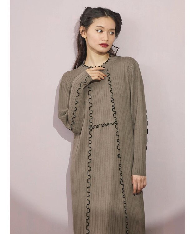 Green Parks ■ＥＳＣＡＲ　メローキリカエニットワンピース Gray