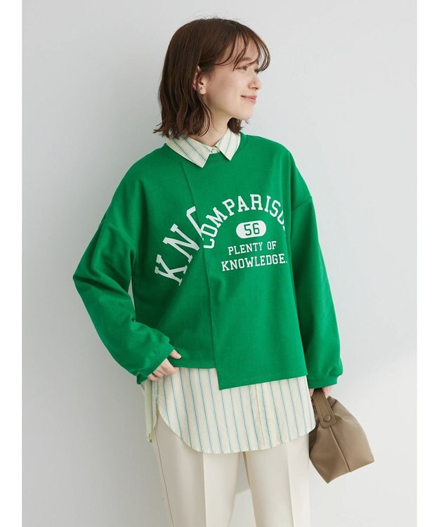 Green Parks コットンＵＳＡミニ裏毛リメイク風プルオーバー Green