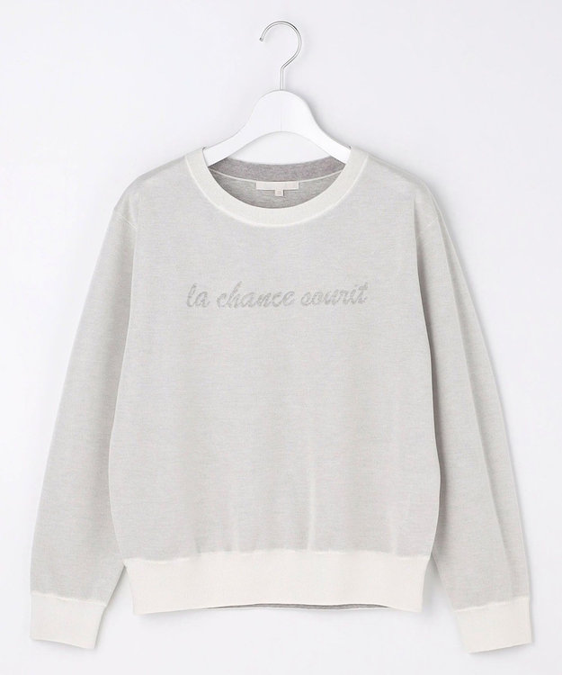 自由区 L グラフィックジャカード ニット オフ×グレー