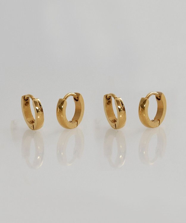 Phoebe 【金属アレルギー対応】ワンタッチメタルフープミニペアピアス  ゴールド/BOX付き ゴールド