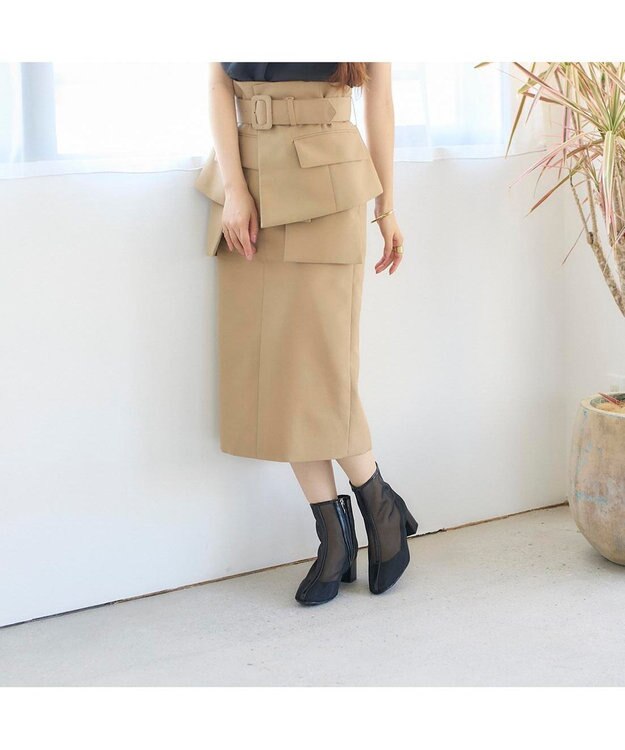 MODE ET JACOMO <noyau>ブロックヒールチュールブーツ ブラック