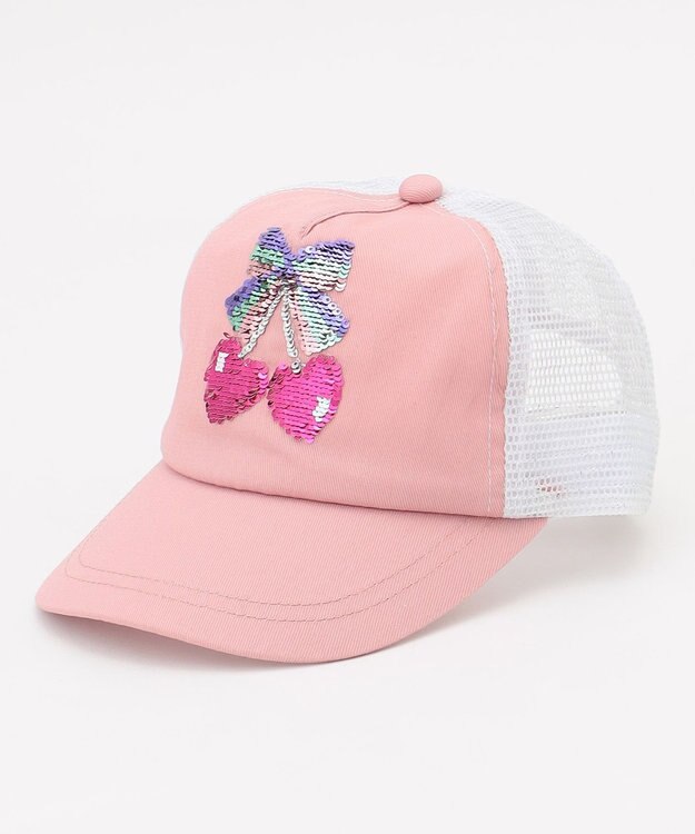 ANY KIDS スパンコール メッシュ キャップ ピンク×チェリー