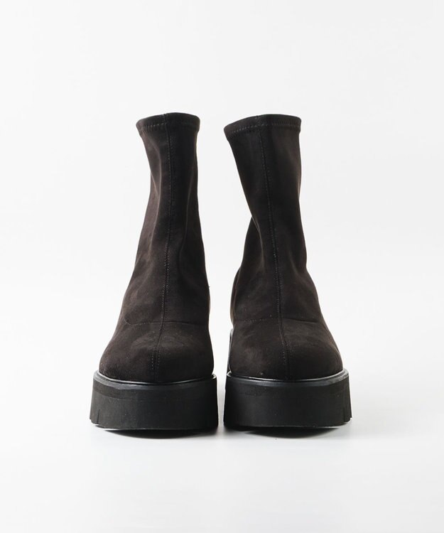 BONTRE 【イタリア製】【LucaGrossi/ルカグロッシ】厚底ストレッチショートブーツ/4507T-VA ブラック