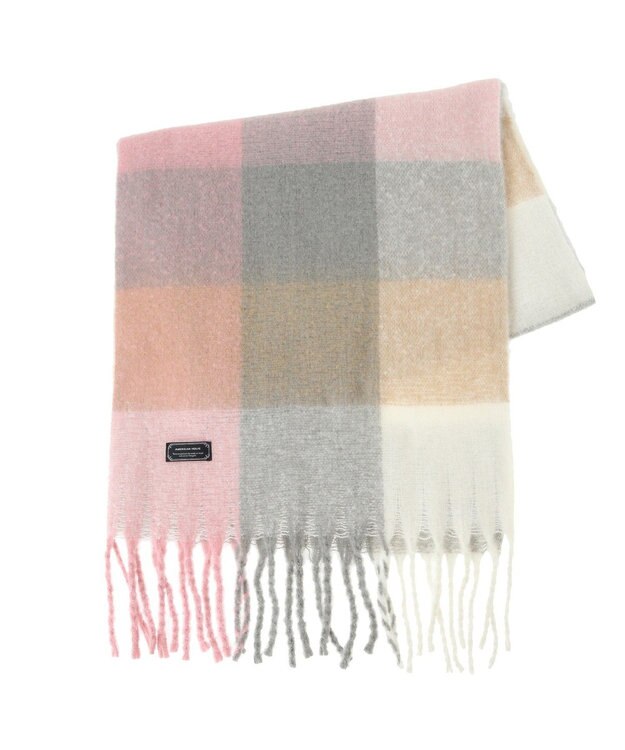 AMERICAN HOLIC シャギーチェックＢＩＧマフラー Pink