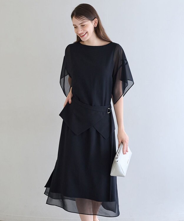 未使用 23区 オンワード レース 切替 シフォン ドレス フォーマル 結婚式 未使用 23区 オンワード レース 切替 シフォン ドレス