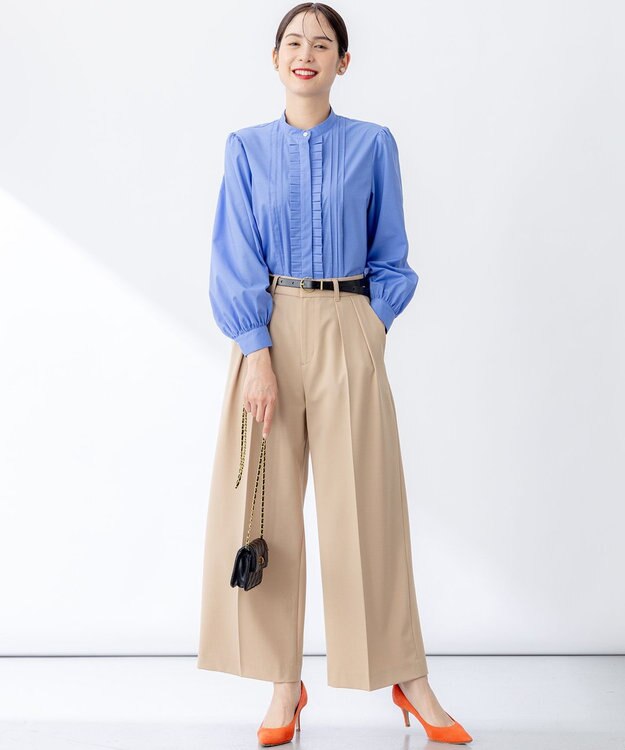 組曲 ドライタッチツイル ワイドパンツ ベージュ系