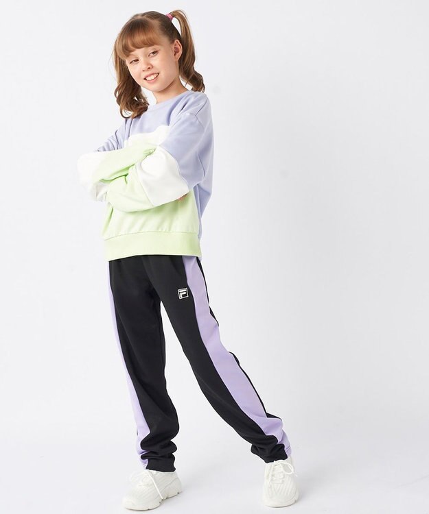 OP／FILA 【FILA】パステルカラークルーネックスウェット/キッズ サックス