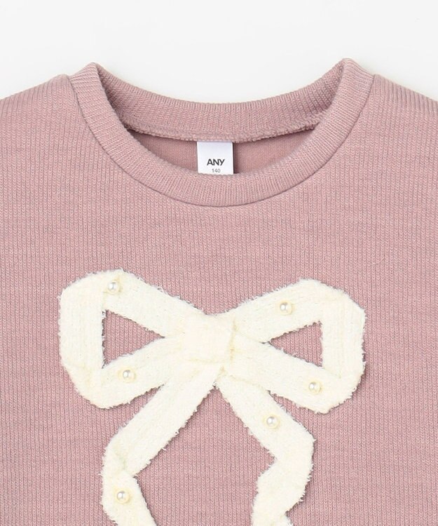 ANY KIDS リボン ニットソー トレーナー ピンク