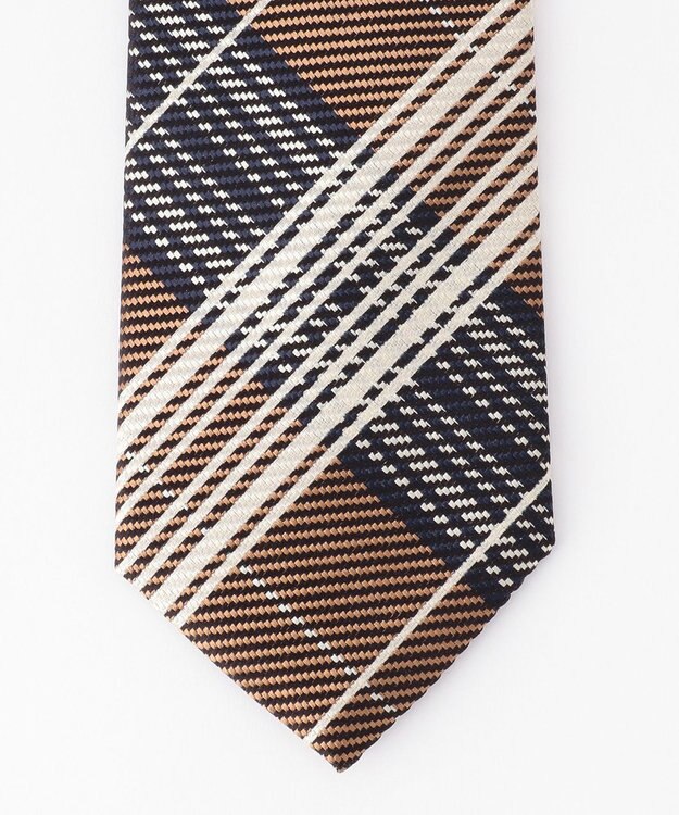 JOSEPH ABBOUD 【日本製】タータンチェック ネクタイ ダークブラウン系