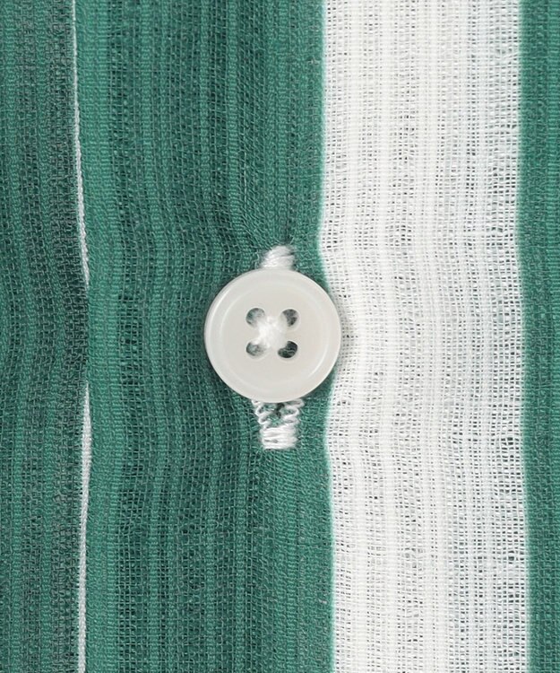 UNFILO MENS シアーメッシュプリント オープンカラーシャツ【ギフトにもおすすめ】 グリーンストライプ