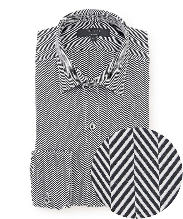 JOSEPH HOMME 【ドレスシャツ】ヘリンボンシャツ レギュラーカラードレスシャツ ブラック系1