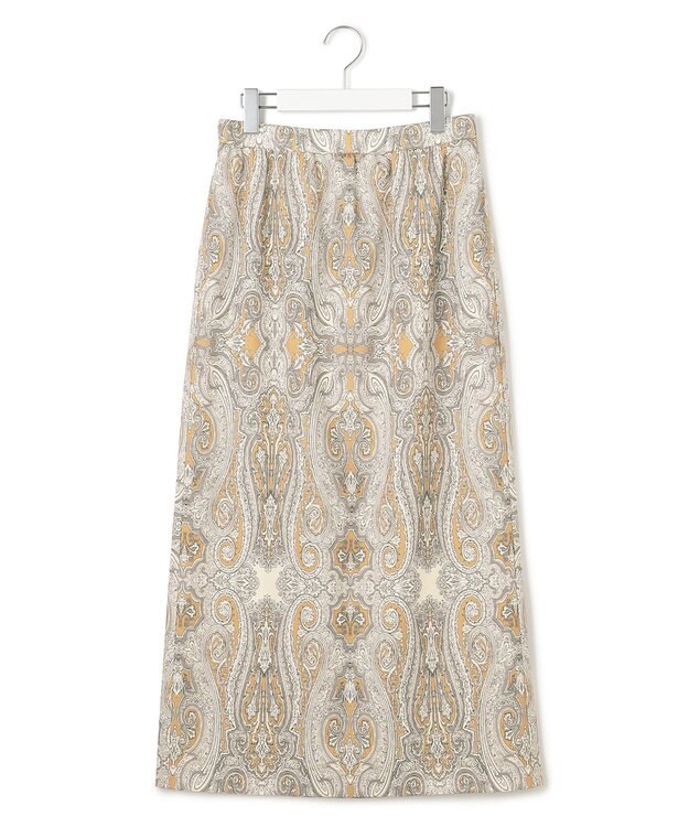 23区 【洗える】Rattiドローイングペイズリープリント スカート ベージュプリント