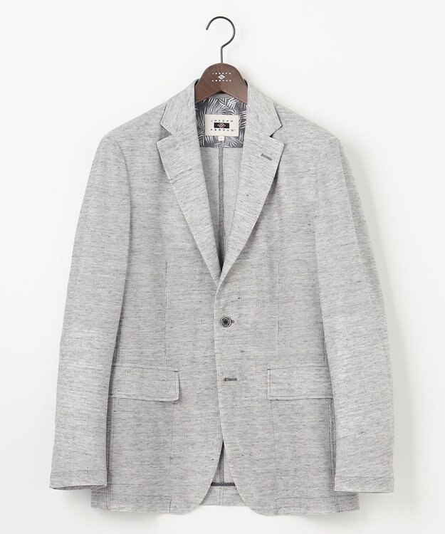 JOSEPH ABBOUD 【清涼感/軽量】リネンTOPピケ ジャケット ライトグレー系