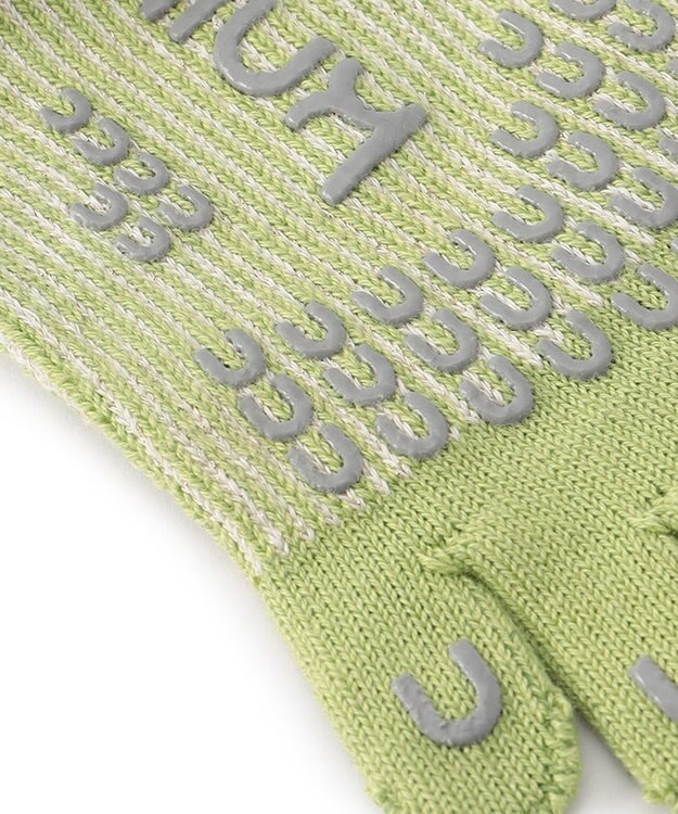 Chacott 140203 ラメストライプカバー　５本指ソックス ライムグリーン