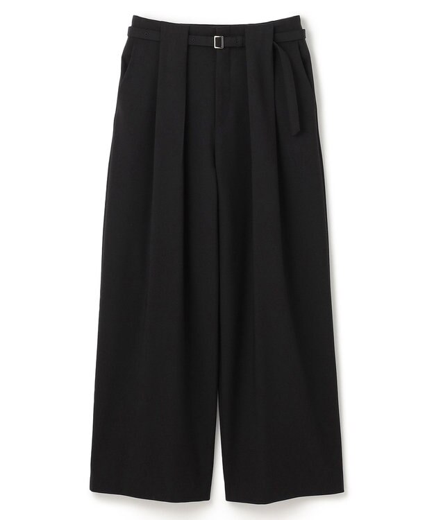 BEIGE， 【セットアップ対応・洗える・Precious 10月号掲載】ZEPHYR / ウールライクタックベルトワイドパンツ Black