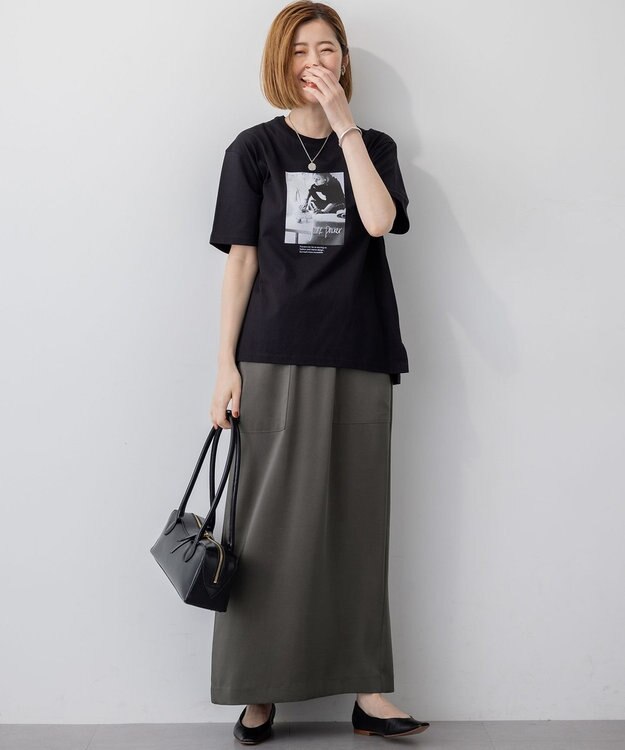 23区 S 【洗える】JANE PACKERコラボ フォトプリント Tシャツ ブラック(PHOTO)